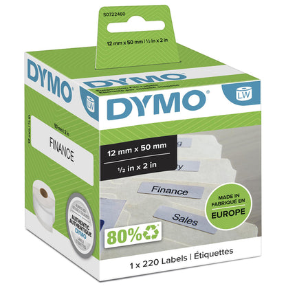 Dymo LabelWriter Hangmappenlabels 15x50mm, Wit, 220 Stuks