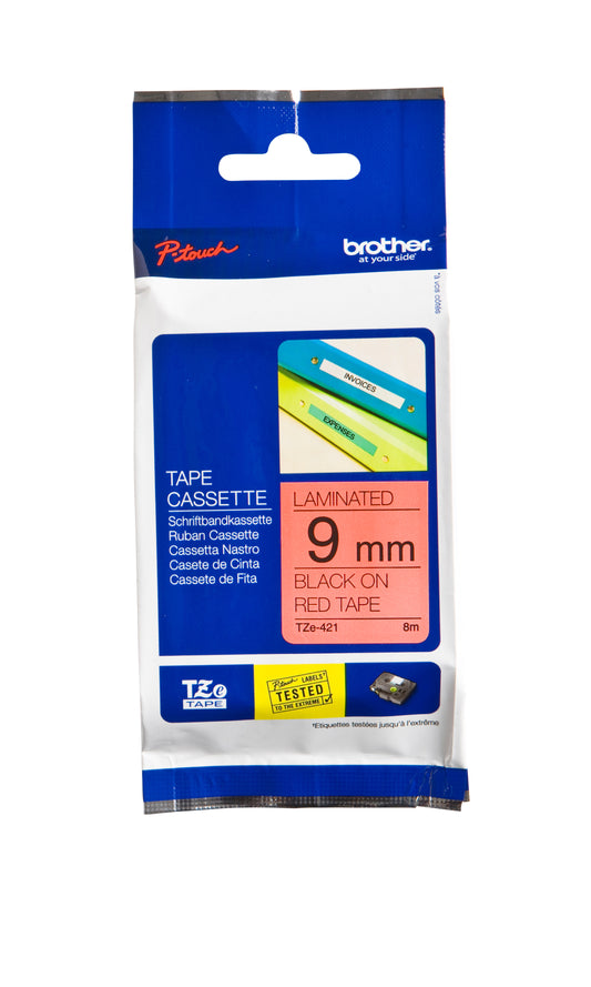 Brother TZE-421 gelamineerde labeltape 9mmx8m rood/zwart