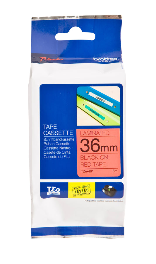 Brother TZE-461 Labeltape 36mm Rood/Zwart, 8m
