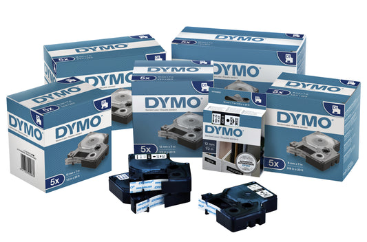 Dymo LabelManager D1 Polyester Labeltape 12mm Wit/Zwart