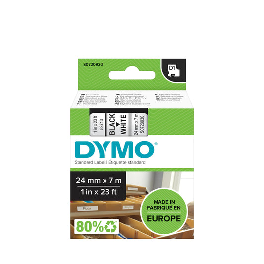 Labeltape Dymo LabelManager D1 polyester 24mm wit/zwart