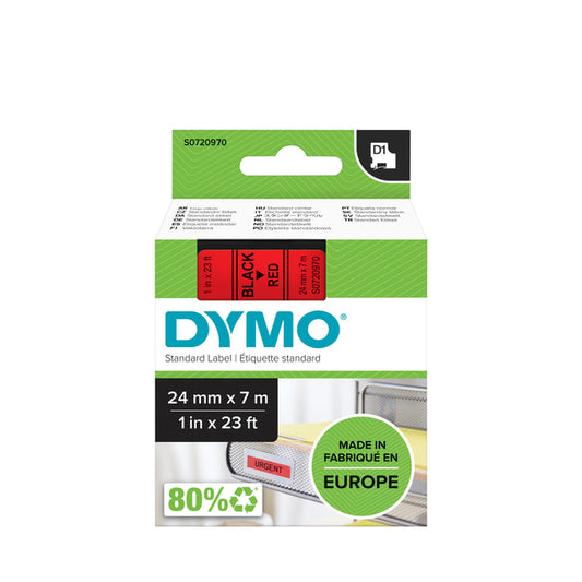 Dymo LabelManager D1 Polyester Labeltape 24mm Rood met Zwarte Opdruk