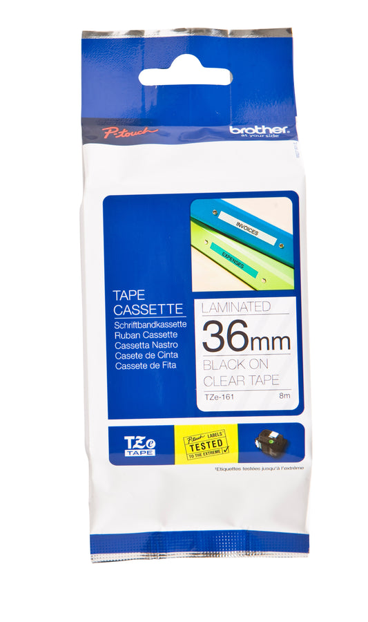 Brother TZE-161 36mmx8m Transparante gelamineerde labeltape