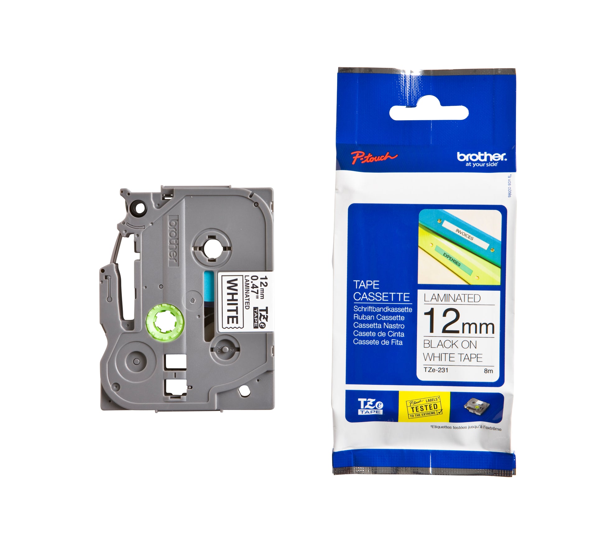 Brother TZE-231 Gelamineerde Labeltape 12mmx8m Wit op Zwart - 3