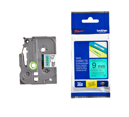 Brother TZE-721 Gelamineerde Labeltape 9mm Groen/Zwart - 3