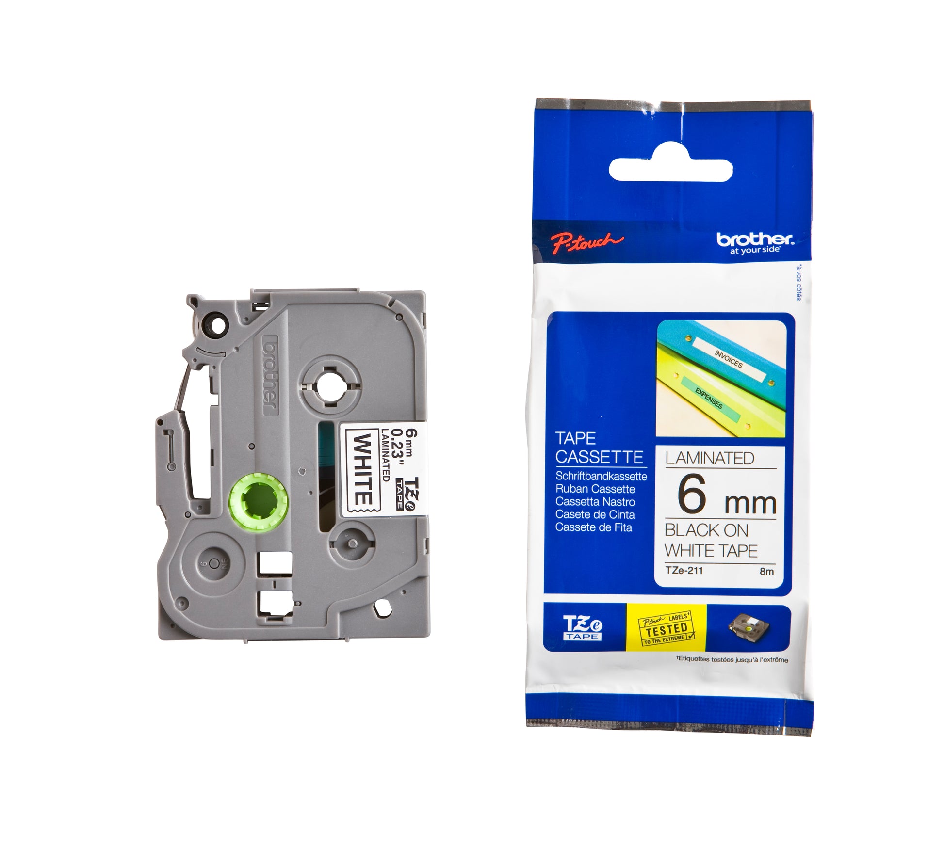 Brother TZE-211 Gelamineerde Labeltape 6mm Wit/Zwart - 3