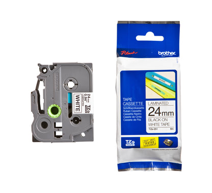 Brother TZE-251 24mm wit/zwart gelamineerde labeltape - 3