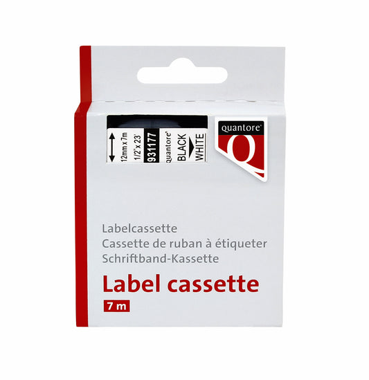 Labeltape Quantore 45013 12mmx7m wit/zwart