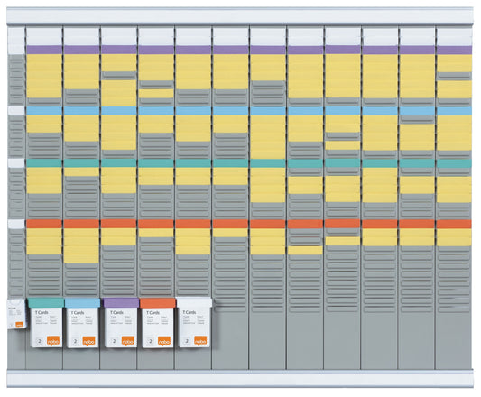 Nobo Jaarplanning Planbord met 12 Panelen en Sleuven, Maat 2