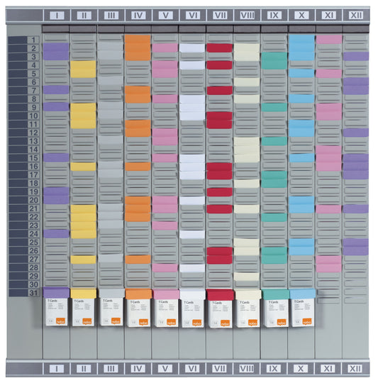 Nobo Jaar/Maand Planbord 12 Panelen met 32 Sleuven - Metaal