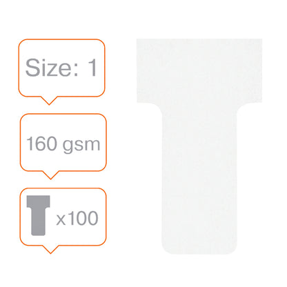 Planbord T-Kaart Nobo Nr 1 16mm Wit, set van 100 stuks - 2