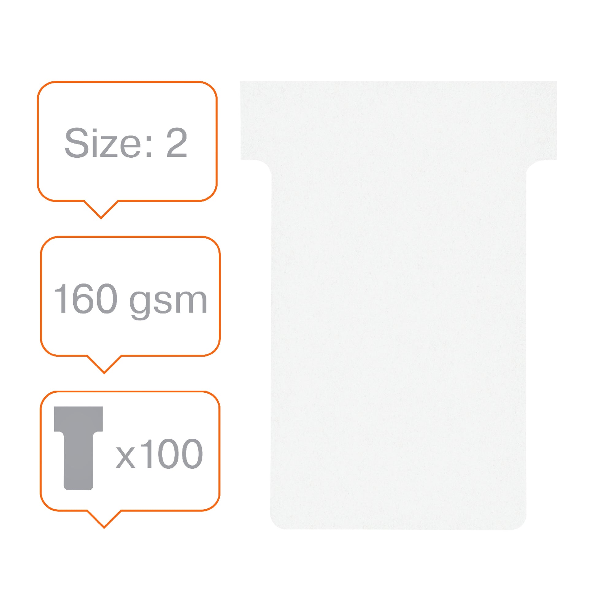 Planbord T-Kaart NOBO 48mm Wit, Pak van 100 stuks