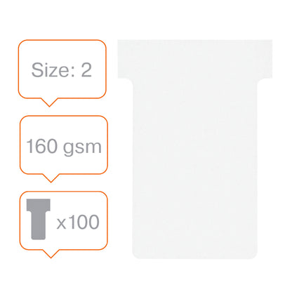 Planbord T-Kaart NOBO 48mm Wit, Pak van 100 stuks