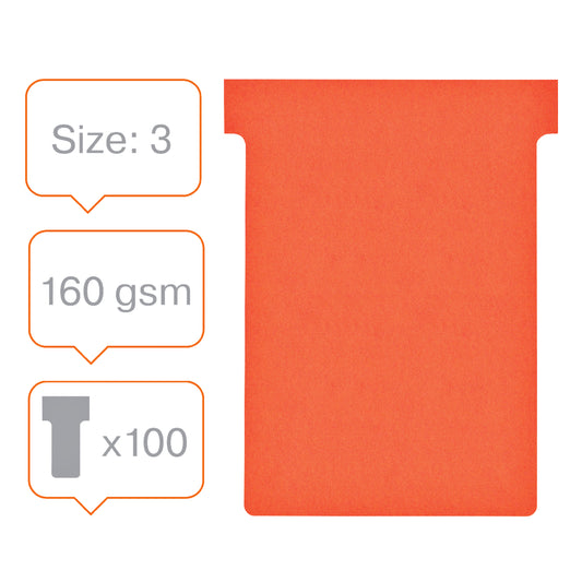 Planbord T-Kaart Nobo Nr 3 Rood, 80mm breed, pak 100 stuks