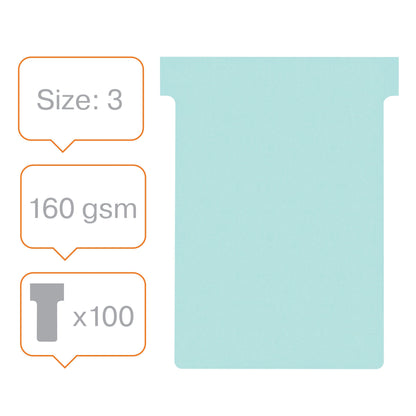 T-Kaart Nobo NR 3 80mm Blauw, Pak van 100 - 3