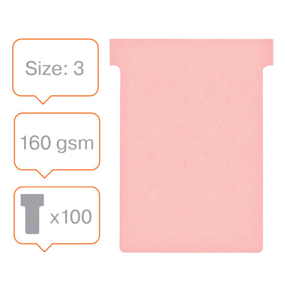 Planbord T-Kaart Nobo Nr 3 80mm Roze, set van 100 stuks - 2
