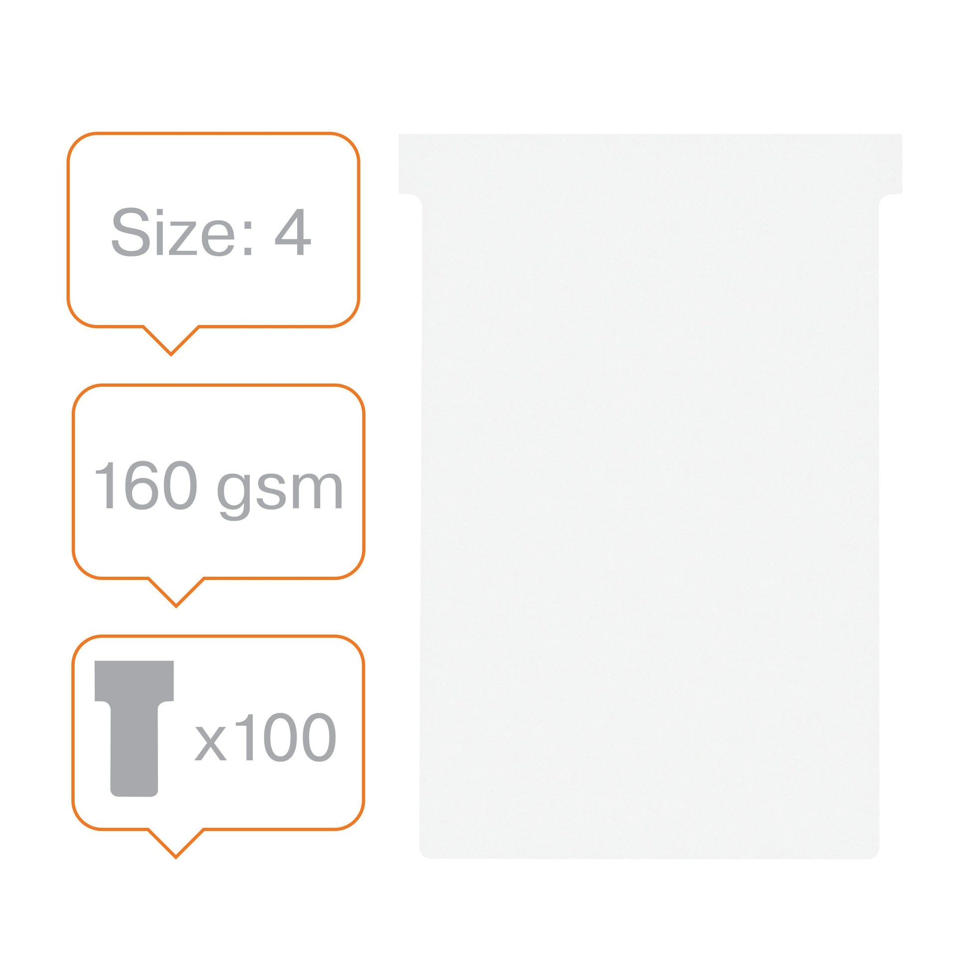 Planbord T-Kaart Nobo Nr 4 112mm Wit, set van 100 stuks - 2