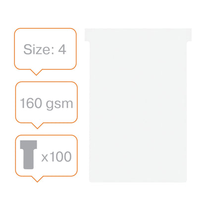 Planbord T-Kaart Nobo Nr 4 112mm Wit, set van 100 stuks - 2