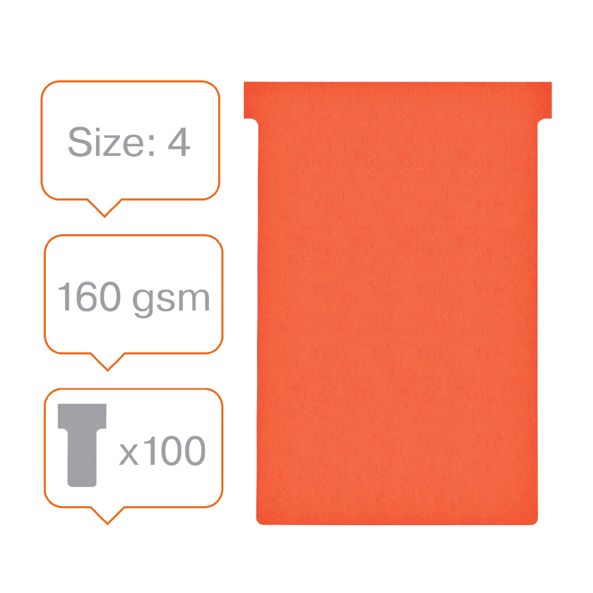 Planbord T-Kaart NOBO 112mm Rood, Pak van 100 stuks