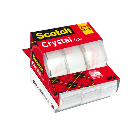 Scotch Crystal 600 doorzichtig plakband, 19 mm x 7,5 m, 2+1 disp
