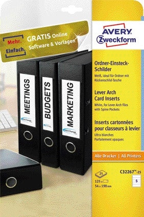 Avery Insteekkaart voor ordnerrug 54x190mm blanco wit - 2