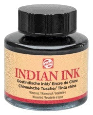 Oost-Indische Inkt Talens 30ml Zwart, Diepzwart en Lichtvast
