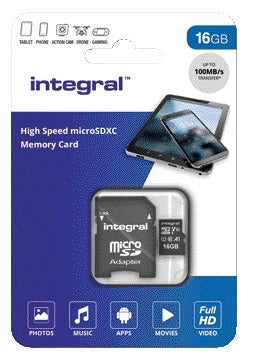 Integral MicroSDHC V10 16GB Geheugenkaart met SD-adapter - 3