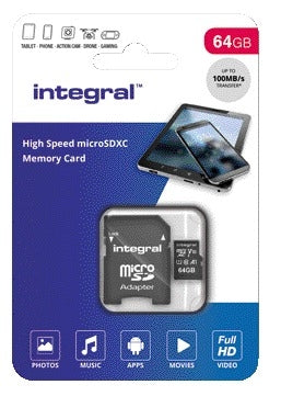 Integral MicroSDXC V10 64GB Geheugenkaart met SD-adapter - 3