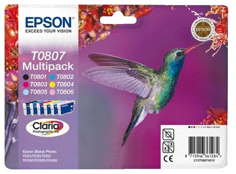 Epson T0807 Zwarte + 5 Kleuren Inktcartridge voor Epson printers