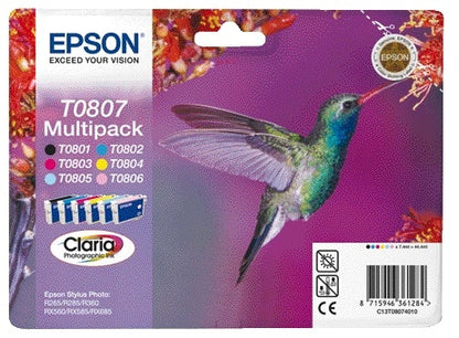 Epson T0807 Zwarte + 5 Kleuren Inktcartridge voor Epson printers