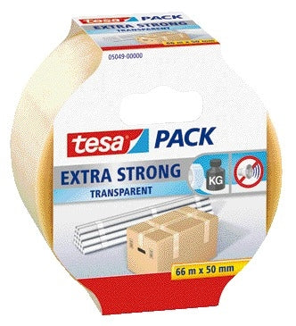 Verpakkingstape tesapack Extra 66m x 50mm PVC rekbaar bruin
