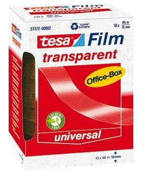 Transparant Tesafilm 66 m x 15 mm, 10 rollen