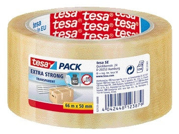 Verpakkingstape tesapack Extra 66m x 50mm PVC rekbaar