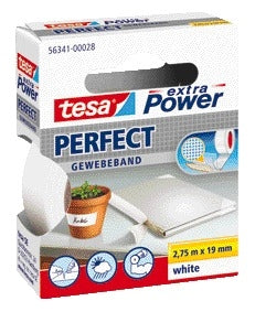 Tesa Perfect Textieltape 2.75mx19mm Wit voor Klussen