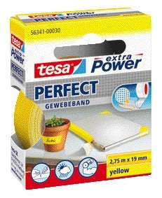 Tesa Textieltape Perfect 2.75mx19mm Geel, Extra Sterk