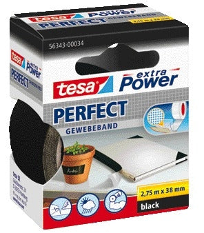 Tesa Perfect Textieltape 2.75mx38mm Zwart voor Klussen