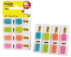 Post-it Indextabs 6834 11.9x43.1mm Assorti, 3 dispensers