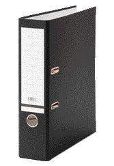 Ordner Qbasic A4 80mm zwart van stevig karton met metalen gripgaat