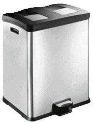 Afvalbak EKO Rejoice pedaalemmer 2x30 liter mat RVS