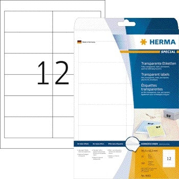 Herma 4682 Transparante Matte Folie-etiketten 96.5x42.3mm, 300 stuks