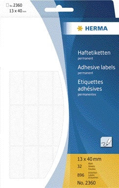 Etiket HERMA 2360 13x40mm Wit, 896 stuks