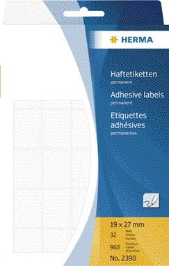 Etiketten HERMA 2390 19x27mm wit, 960 stuks