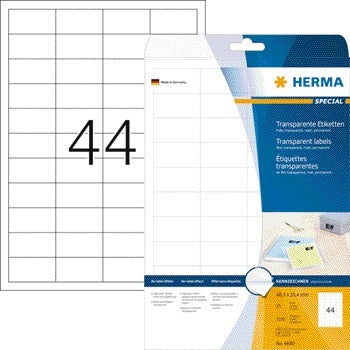 HERMA 4680 Transparante Matte Folie-etiketten 48.3x25.4mm, 1100 stuks