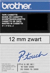 Labeltape Brother TC-101 12mmx8m Transparant/Zwart voor Labels