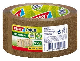 Tesapack Eco verpakkingstape, 66 m x 50 mm bruin