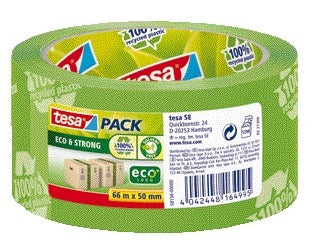Verpakkingstape tesapack Eco 66mx50mm bedrukt groen