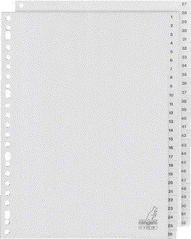 Tabbladen Kangaro G452CM A4 52-rings met cijfers en grijze PP kaft