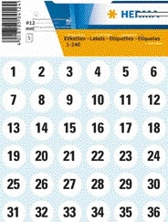 HERMA Etiket 4124 12mm getallen 1-240