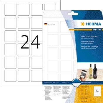 Herma 9642 QR-code Etiket 40x40mm, Wit, 600 Stuks