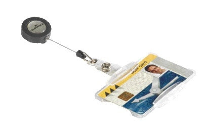 Badgehouder met Afrolmechanisme 54x85mm, Duimuitsparing